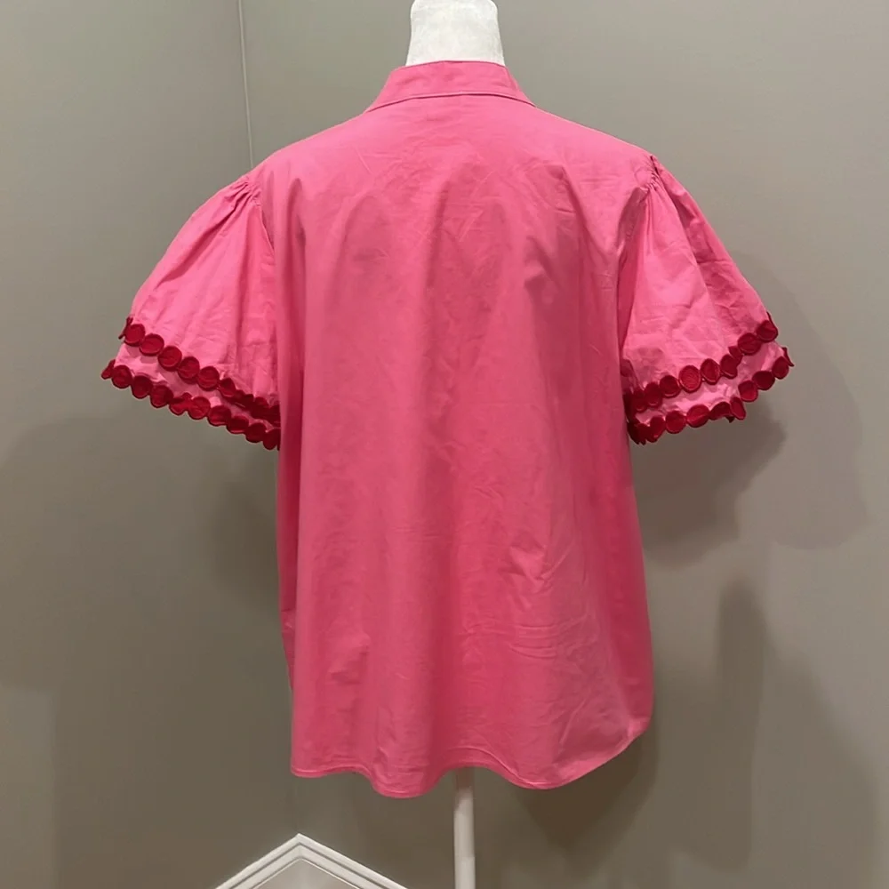 Flying Tomato Button Down Pink Red Blouse Top Size Large - Picture 3 of 6